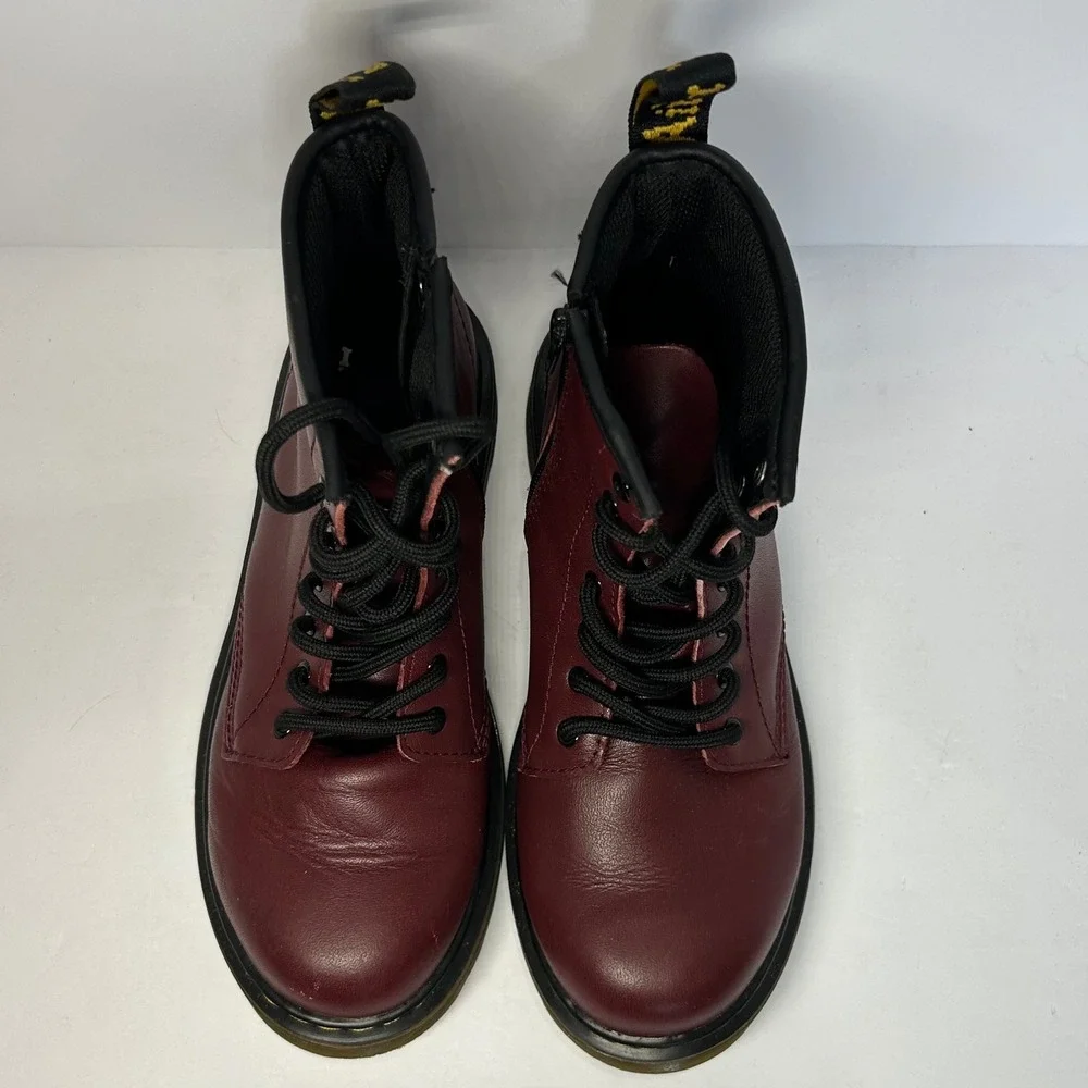 Dr. Martens Junior Burgundy Cherry Red Leather Side Zip Boots Men's 4 Women's 5